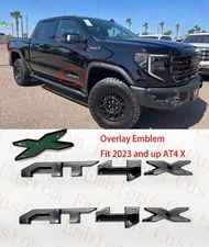 2PCS Doors Gloss Black AT4X OVERLAY Emblem 2023+ GMC Sierra 1500