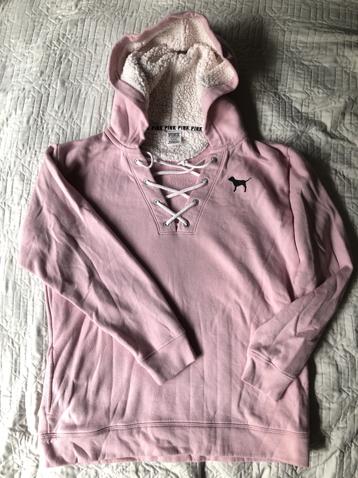 UNDERCOVER Felpa con cappuccio Victoria Secret ROSA foderata sherpa con tasche media