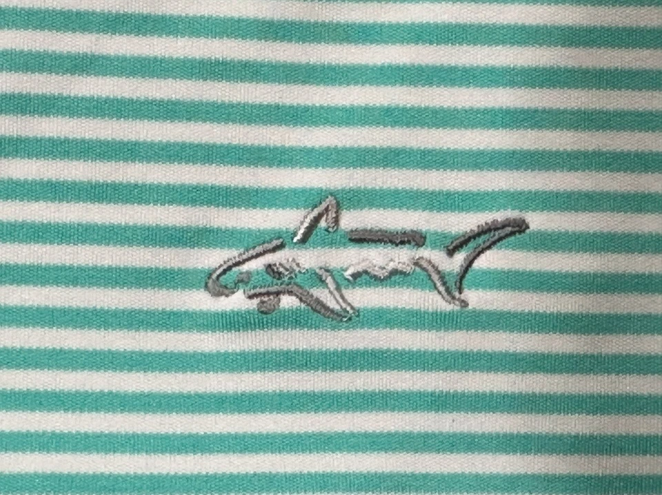 Camisa de golf Greg Norman grande para hombre hecha en Vietnam rayas verdes/blancas Foto 3 de 4
