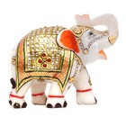 Kraftskala Elephant Statue 2Pc Large 5 inch Marble Elephant Home Decor Showpiece