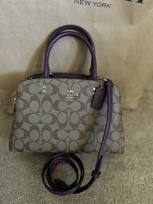 Coach Mini Lillie Carryall Purse 91494 Colorblock Signature Purple  Crossbody