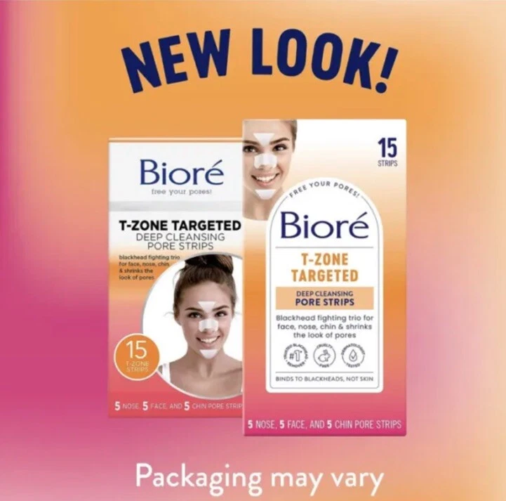 Pacote com 3 BIORE T-ZONE 5 NARIZ 5 FACE 5 QUEIXO DIRECIONADO 15 TIRAS DE POROS DE LIMPEZA PROFUNDA - Imagem 2 de 4
