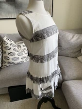 ZIMMERMANN 100% Cotton White Grey Print Playsuit Jumpsuit Romper Beach Coverup