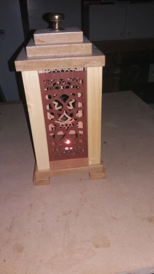 Wooden decorative candle Lantern - Oriental / Vintage style. Laser cut panels. - Image 4 of 4