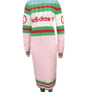 GUCCI × Ensemble robe tricot collaboration Adidas robe manches longues laine 717710 taille M
