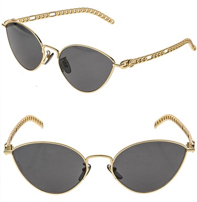 GUCCI GG0977S Metal Chain Cat Eye Sunglasses, Gold Amazon.com: Gucci Cat Eye Sunglasses Gold Gold Brown Luxury  main image 3