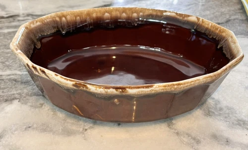 Vintage McCoy Pottery Oven Proof Casserole Dish #7071 Brown Drip Ware Glaze USA