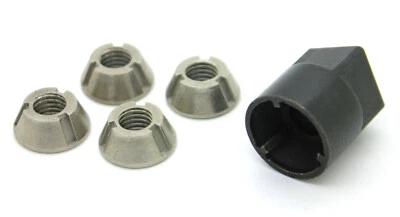 LPF M8-1.25 T-Groove Tamper Proof Security Nuts x 4 & Tool Socket Stainless Tri 8mm