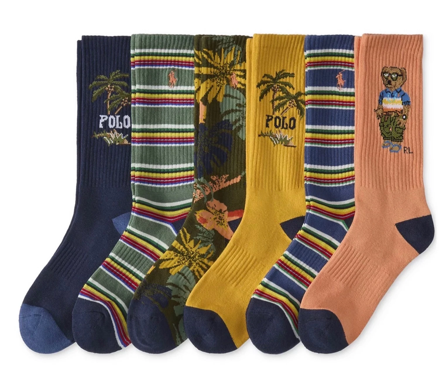 Polo Ralph Lauren SURF CLUB BEAR Mens 6-Pack Half Cushion Crew Socks size 10-13
Opens in a new windo