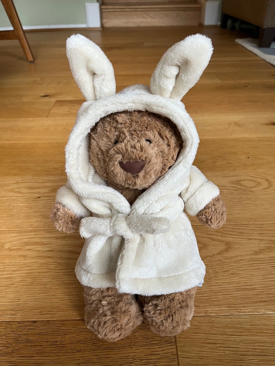Jellycat London 11” BATHROBE BARTHOLOMEW BEAR PLUSH TOY Rare