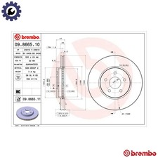 2x BRAKE DISC 09.8665.11 FOR FORD JAGUAR LF-DE 2.0L 4cyl MONDEOMP25LCBD 2.5L