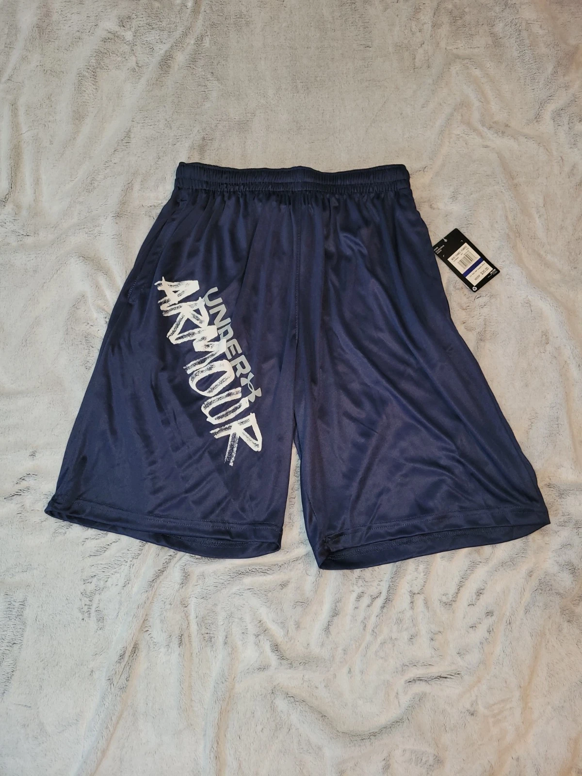 Under Armour Mens XL UA Tech WM Graphic Shorts Blue Basketball Athletic Gym