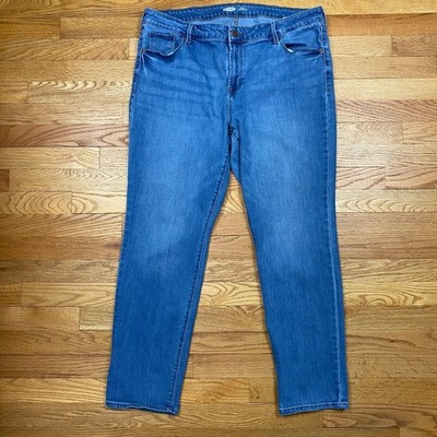 Old Navy Power Slim Straight Jeans Womens 18 Blue Medium Wash Stretch Casual