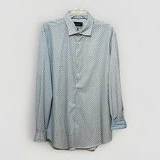 Report Collection X4 Stretch Dress Shirt Blue Dot Stripe Slim Fit XL 17 34/35