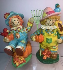 Vintage Scarecrow Figurines Bright Colorful F...