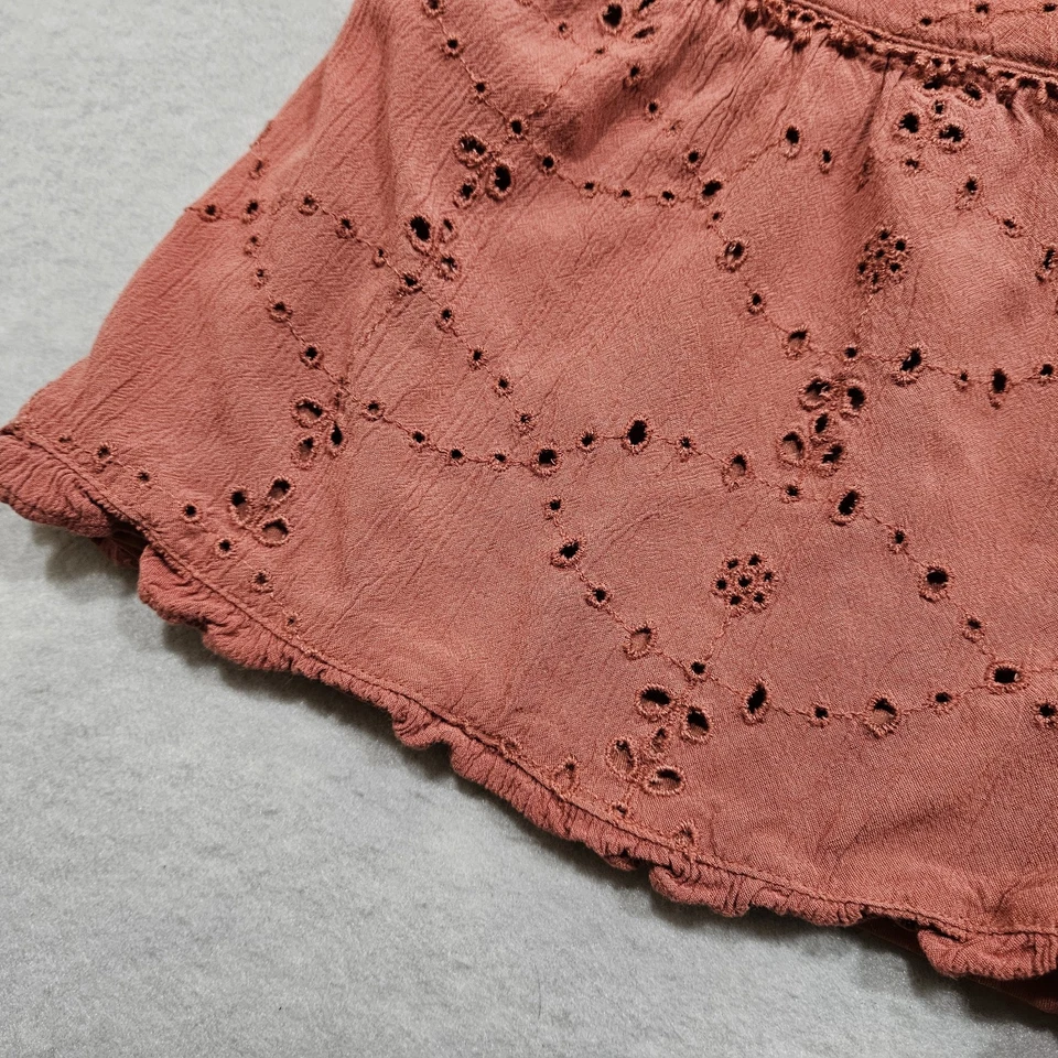 Шорты на талию женские American Eagle со сборками средние малиновые с петлями кружевные с подкладкой мягкие - Изображение 4 из 4