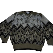 Vintage Wool Sweater Tosani Coogi Style  size Medium Cosby Biggie Made in Canada