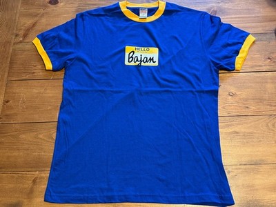 Vintage 90s Roots Athletics Blue Graphic Ringer T-Shirt Men's Size Large
