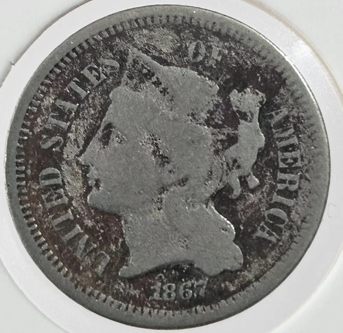 1867 Three Cent Nickel — photo from the most recent tracked eBay sale