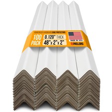 48" x 2" x 2" Reinforced Cardboard Edge Protectors, White Pack of 100 0.1...