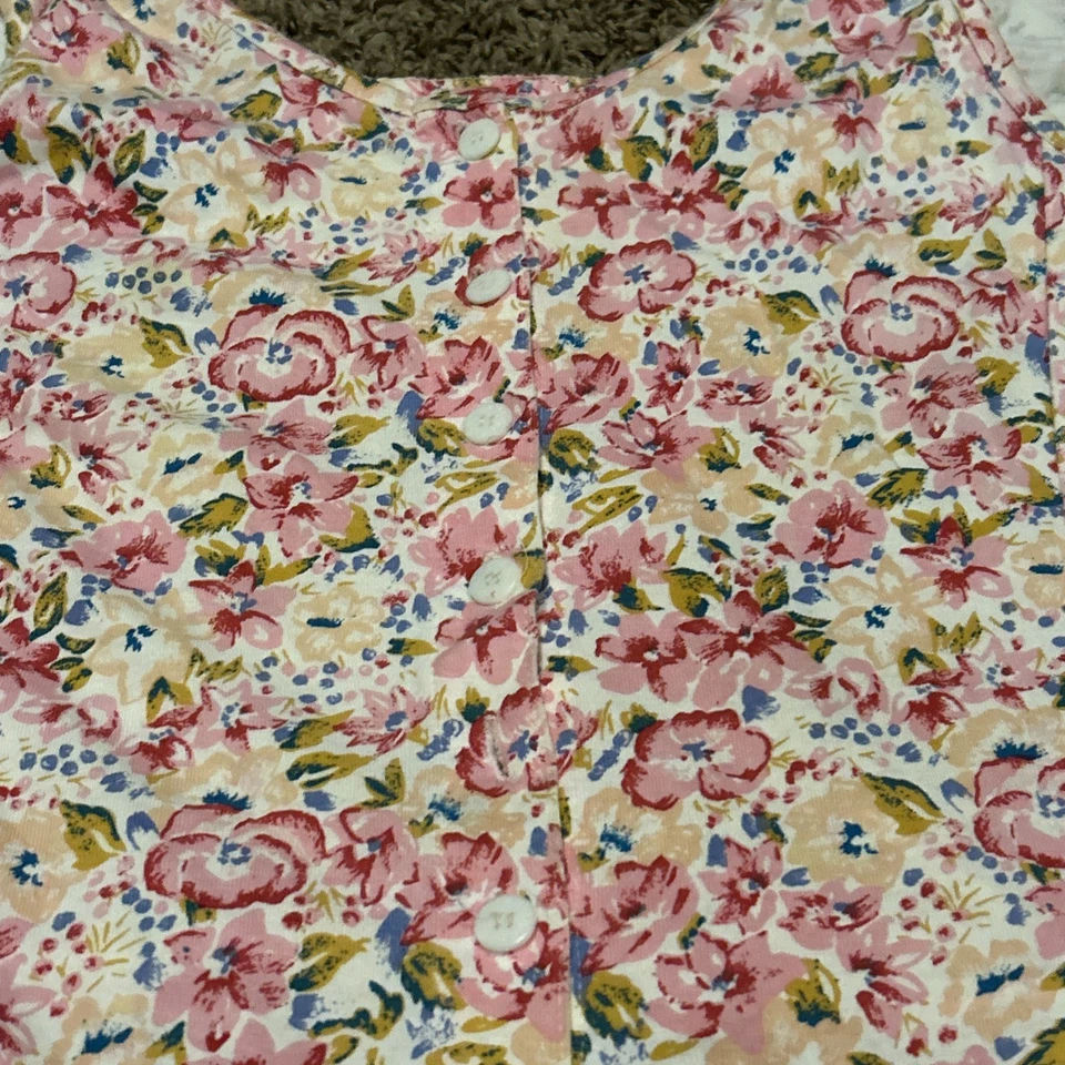 Vestido Floral Vintage Años 90 100% Algodón Diseñador Adrienne Vittadini Talla M A25 Foto 2 de 4