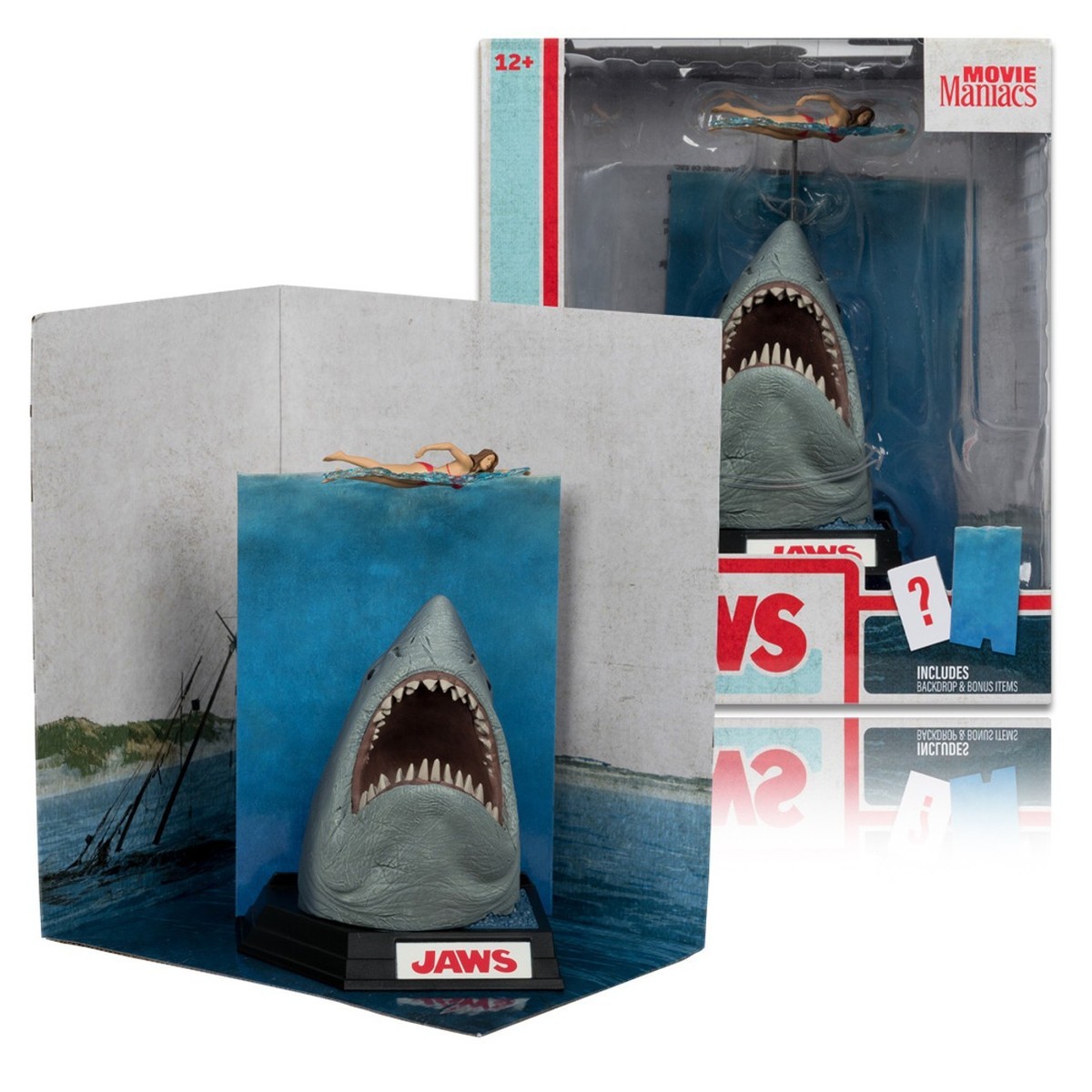 Jaws Lo Squalo Figure 50th Anniversary Movie Maniacs Poster 3D