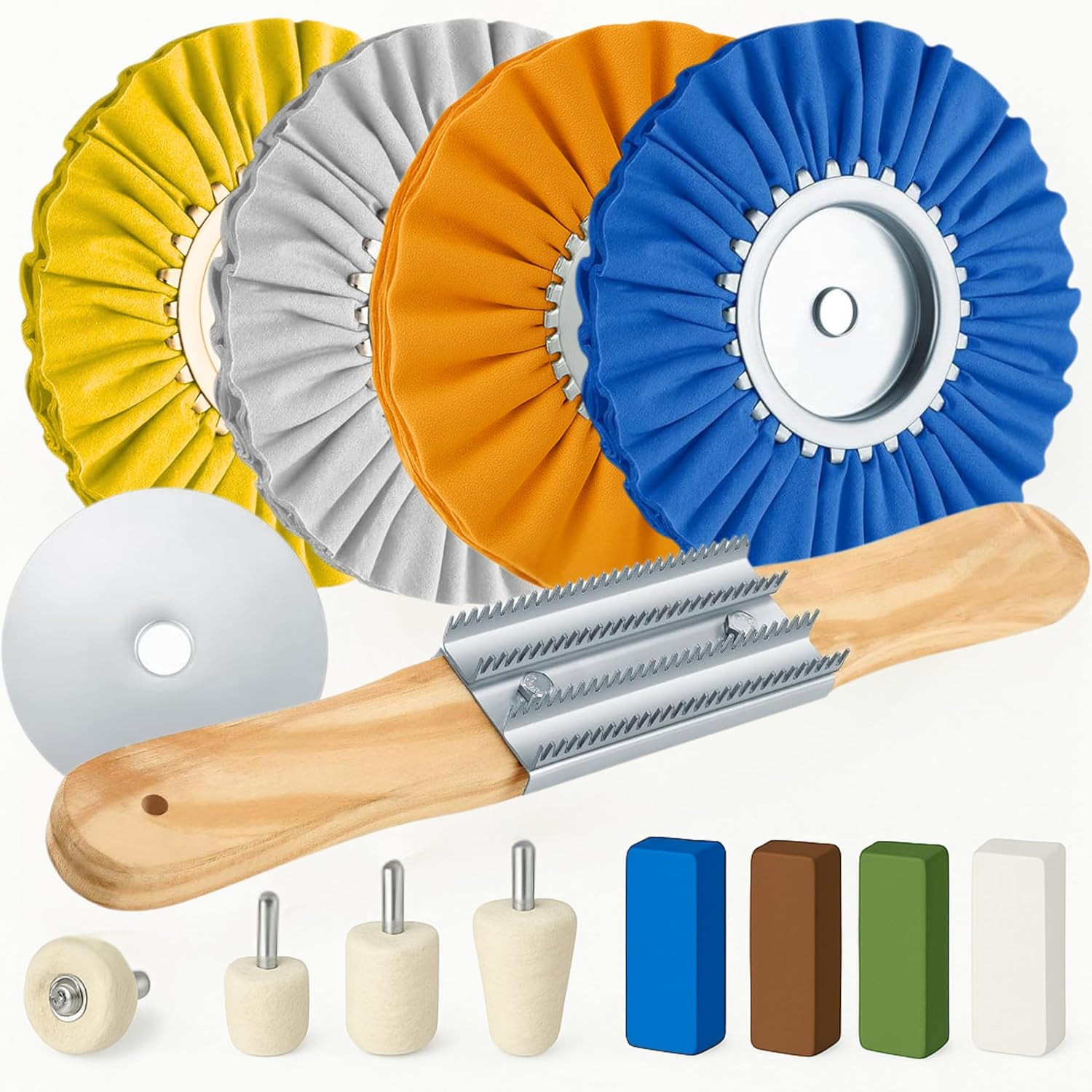 13 PCS 8 Inch Aluminum Polishing Kit – Airway Buffing Wheels and Compounds Set