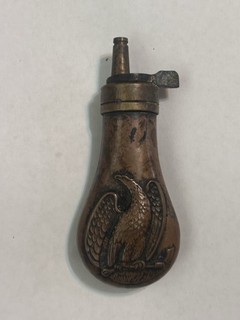 RARE CIVIL WAR ERA SOLDIER'S PISTOL SIZE BRASS POWDER FLASK