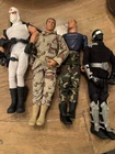4 Gi Joe Action Figure Lot W/Accessories. One Speaking Rare, Vtg Military Men