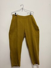 FLAX Medium 100 Linen Gold/Pumpkin Pants Pockets Medium Side Button 1 Pocket