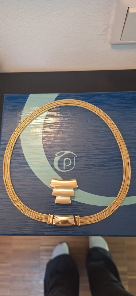 Wunderschönes Pierre Lang Magnet Collier inkl. Wechselanhänger, vergoldet - Bild 3 von 4