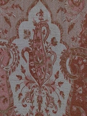 PSI Cashmere Scarf Wrap Luxe Soft Paisley Fringe Jaquard Boho Coral Beige Chic