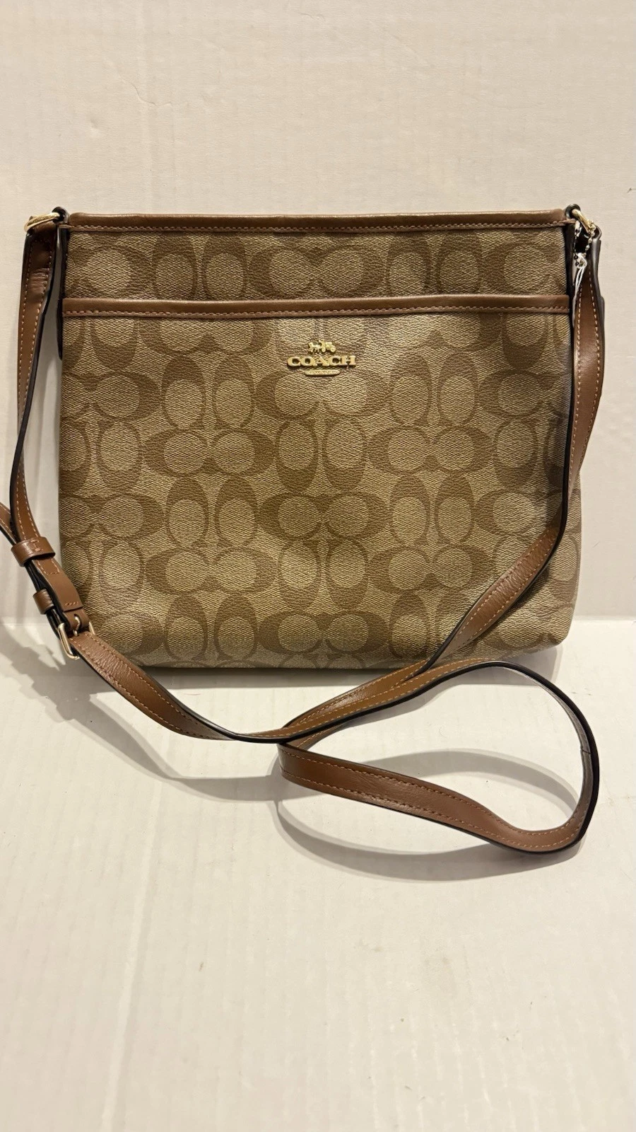 Borsa a tracolla Coach F29210 in pelle rivestita tela firmata tracolla regolabile