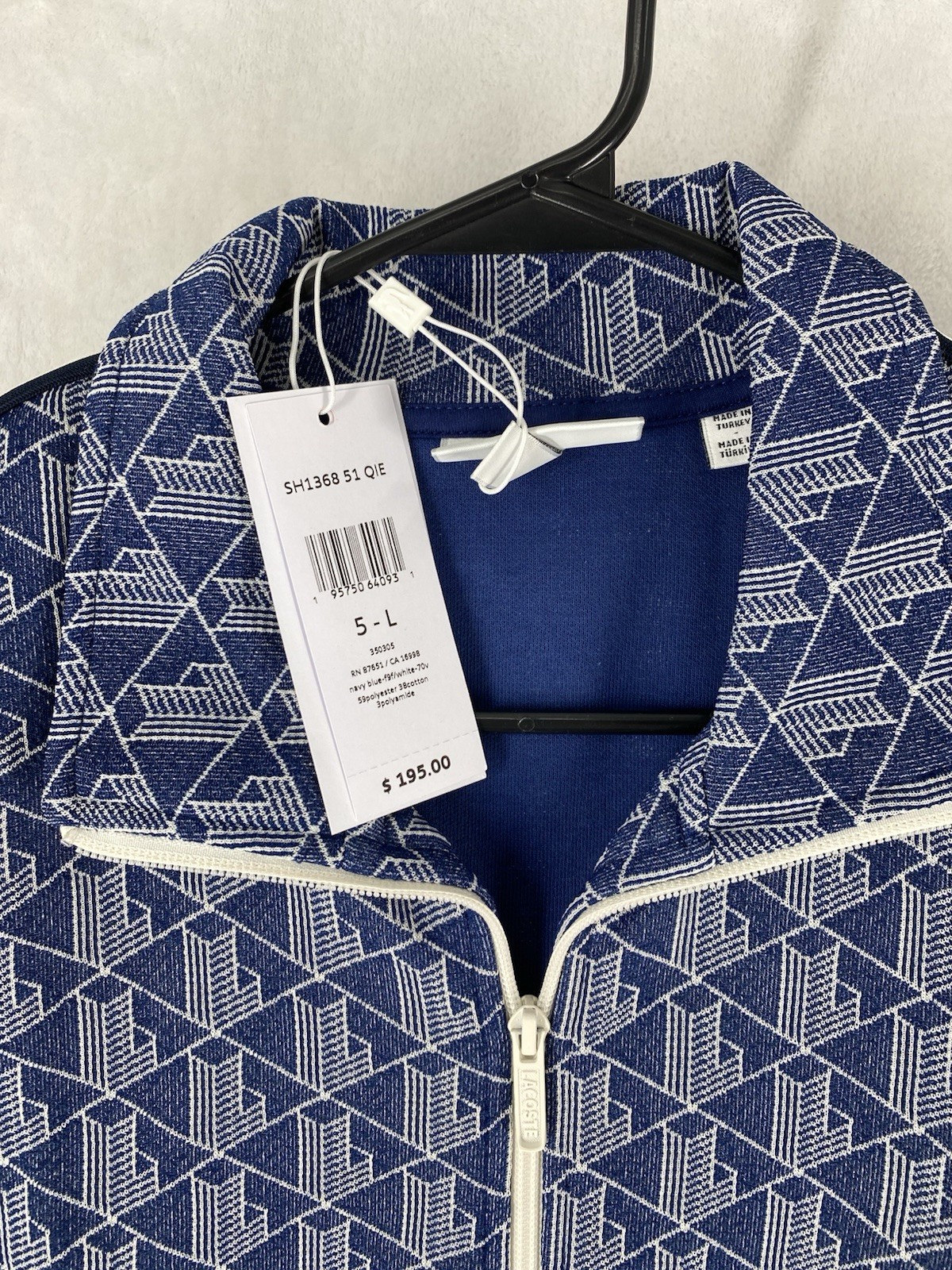 Lacoste Jacket Men's 5 Large Blue Paris Monogram Zip Up Track Golf Tennis $195 thumbnail 6