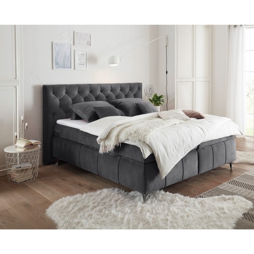 Boxspringbett - anthrazit - Tonnentaschenfederkern - H2 - 160x200 cm Doppelbett - Bild 4 von 6