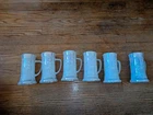 6 Beautiful Vintage Federal Glass Pearl Iridescent Beer Stein Mug Handle Tavern