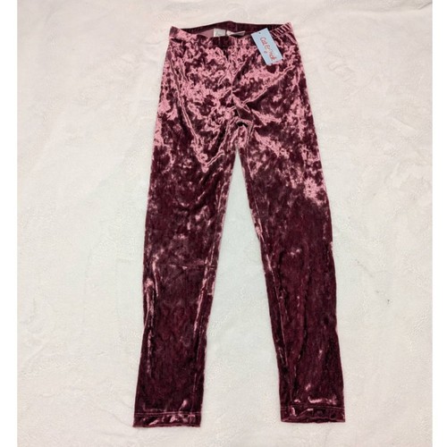 Burgundy Crushed Velvet Girl's Leggings Size L (10/12) - Picture 3 of 9
