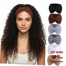 Brown 6 Pack Wide Turban Headbands for Women - Non-Slip - 6 Inch Brown