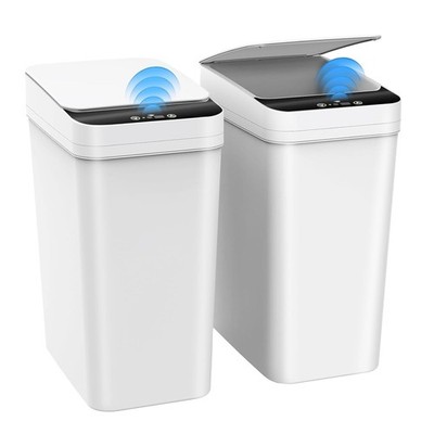 2er Pack kleine Badeimer mit Bewegungsmelder und Deckel, 10L Smart Papierkorb