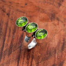 Green Peridot Gemstone 925 Sterling Silver Ring Handmade Jewelry Ring For Gift