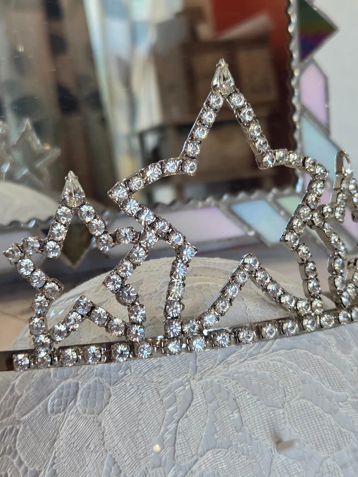 Tiara de strass coroa concurso de beleza concurso drag queen estrelas vintage - Imagem 2 de 4