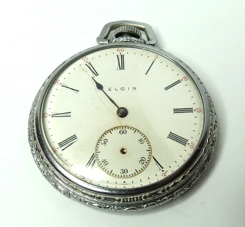 ANTIQUE 1910 ELGIN POCKET WATCH MANUAL WIND 45MM IN DIAMETER FOR PARTS