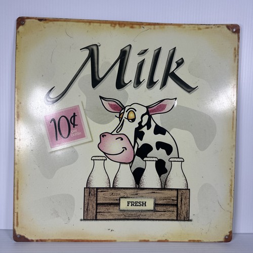 Milk Dairy Cow Fresh 10 Cents  Metal Sign