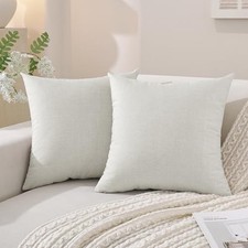 Decorative Throw Pillow Covers 20x20 Inch 20" x 20" Pack of 2 Beige White
