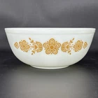 Pyrex #404 Gold Butterfly 4 Quart Large Mixing Bowl Used Condition Made In USA