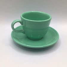 Vintage Fiesta Ware Cup and Saucer Homer Laughlin HL Mint Green