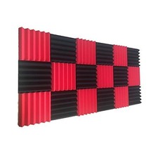12 Pack Wedge RED/Black Acoustic Soundproofing Studio Foam Tiles 2"x12"x12"