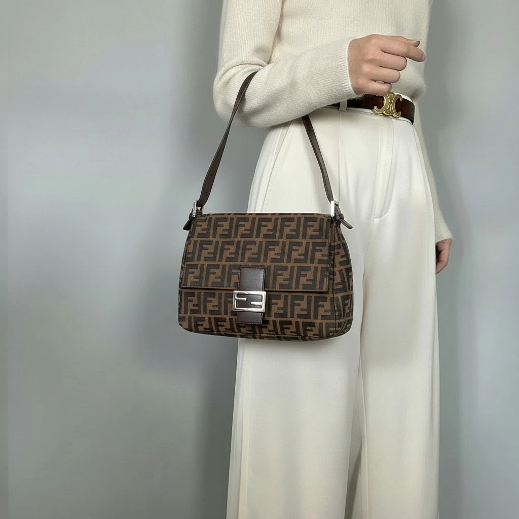 Fendi — RankAB+* FENDI Zucca Mamma Baguette Shoulder Bag Brown Canvas