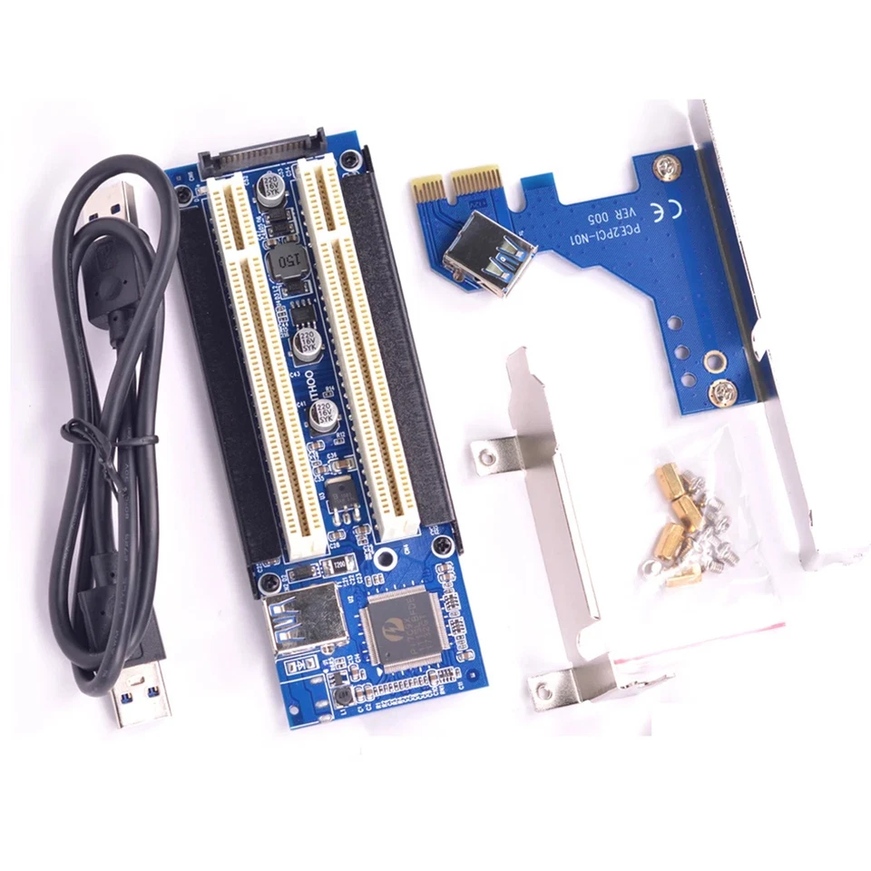 PCIe x1 x4 x8 x16 to Dual PCI slots adapter pci express to pci card With USB 3 - Image 3 of 4