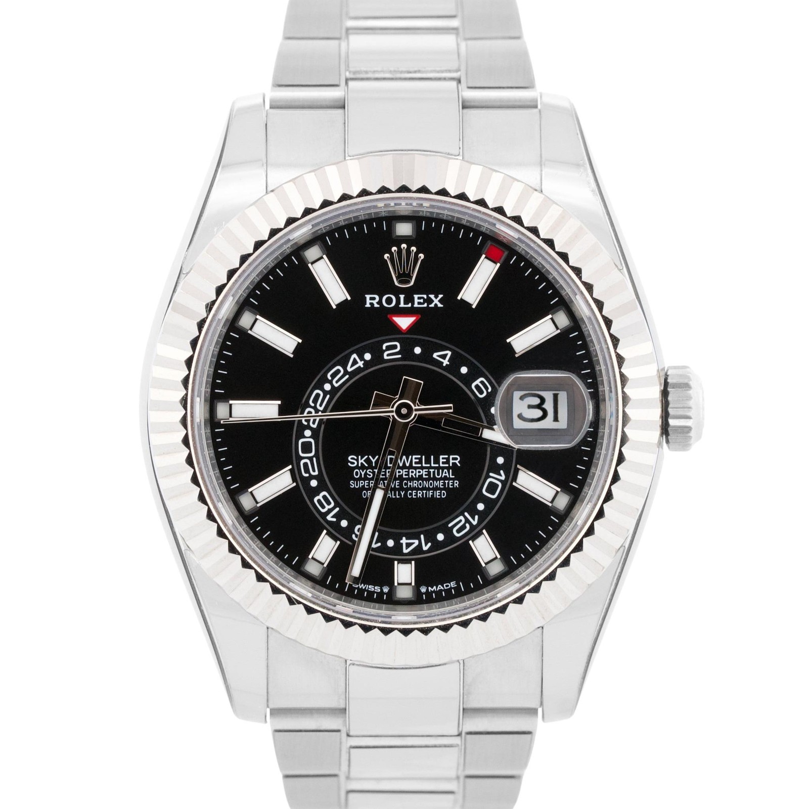 2024 PAPERS Rolex Sky-Dweller BLACK 42mm Steel 18K Gold OYSTER Watch 336934 BOX